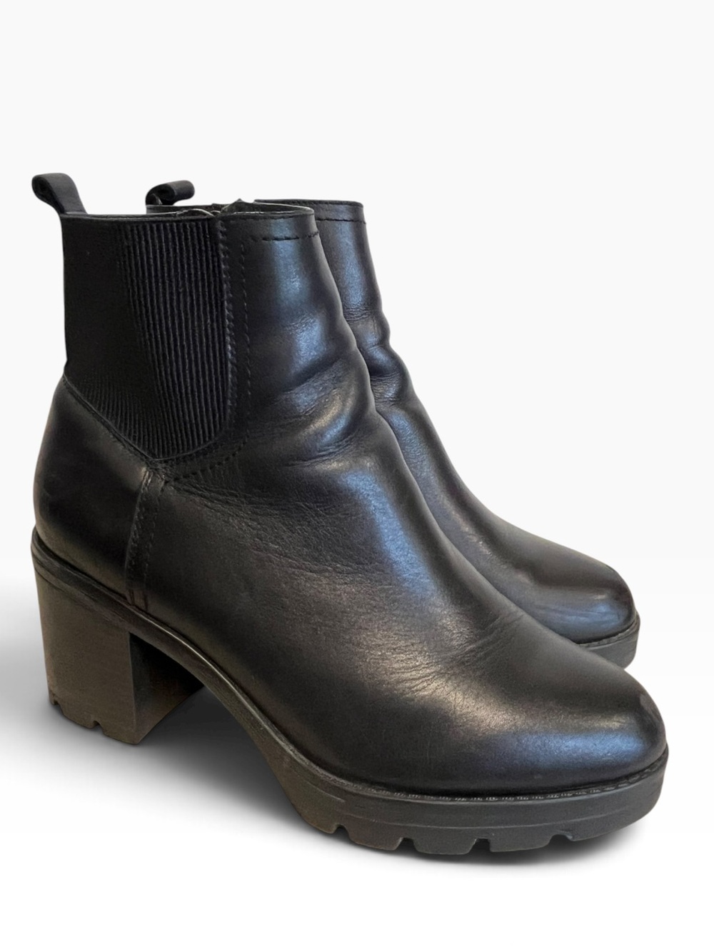 NATURALIZER | Black Verney Waterproof Lug Sole Leather Booties 8.5